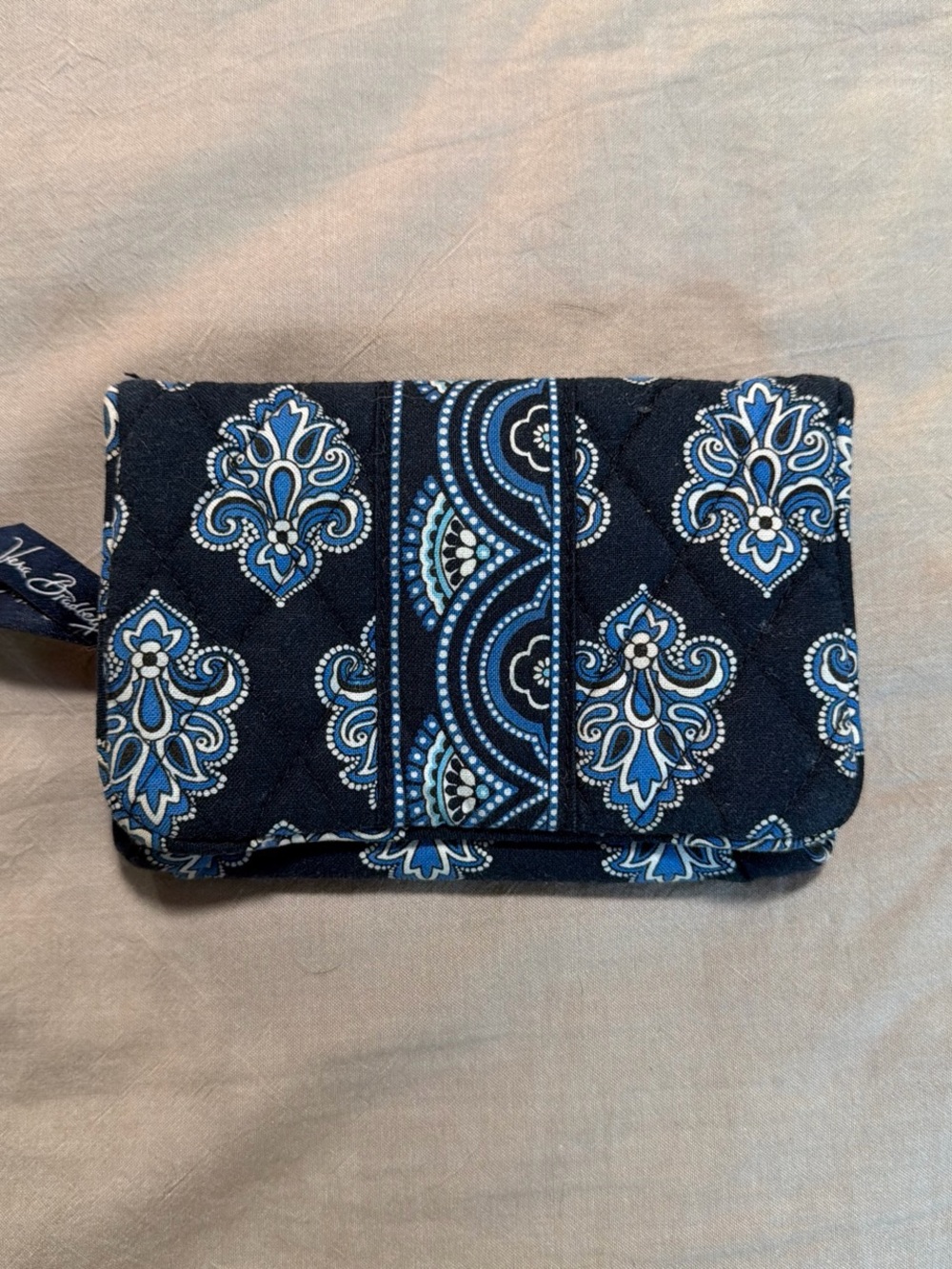 Vera Bradley Navy and Light Blue Paisley Quilted Wallet
